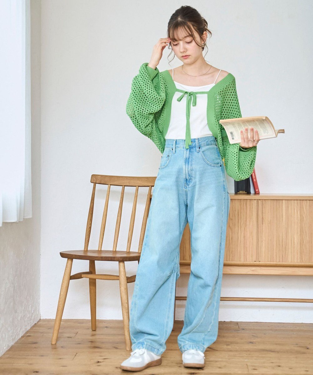 WEGO 【紫外線対策/手洗い可】メッシュリボンボレロ 