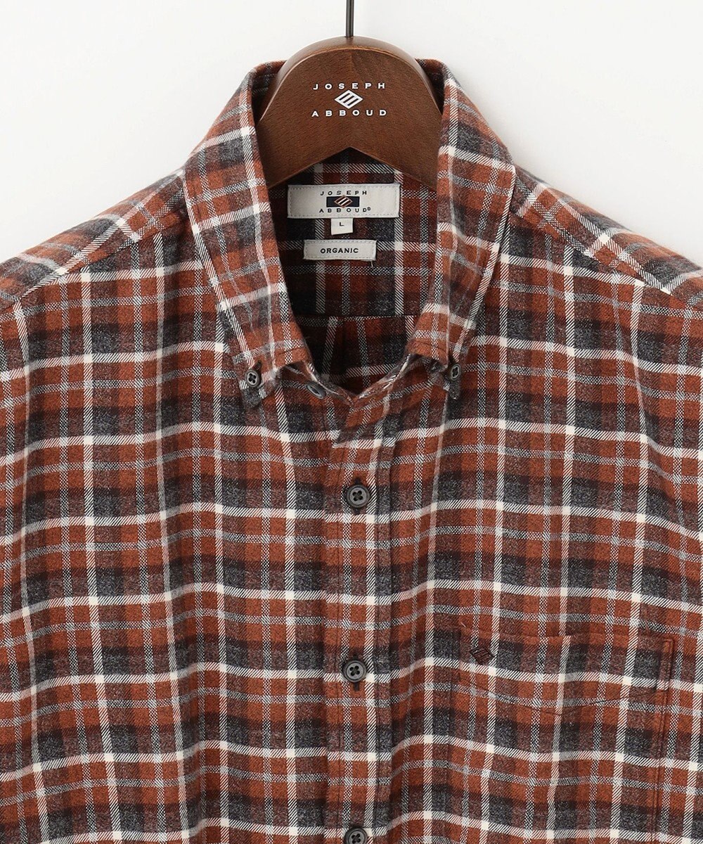 JOSEPH ABBOUD 【オーガニックコットン】スモールチェック フランネルシャツ 