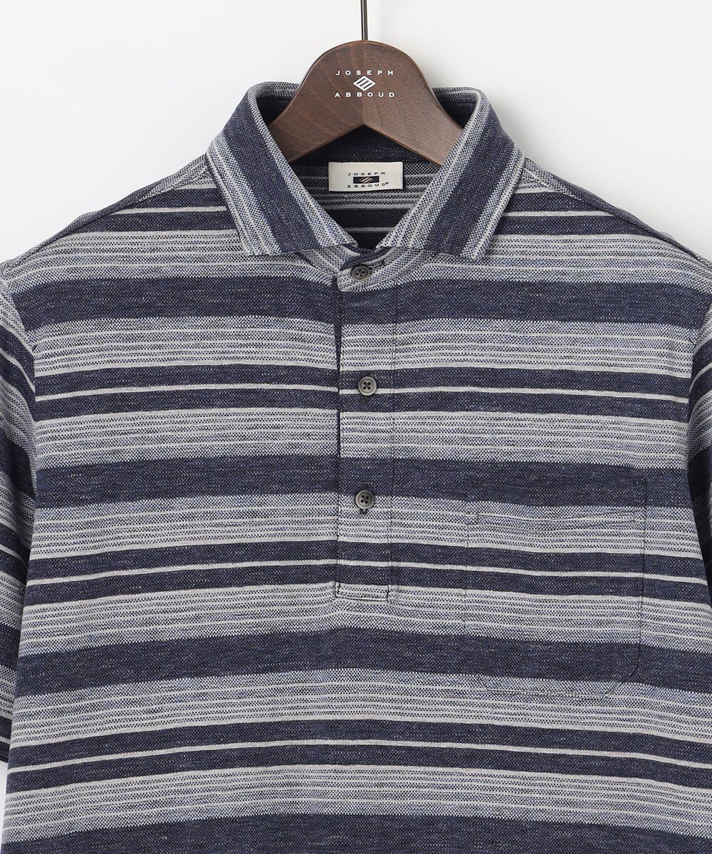 JOSEPH ABBOUD 【キングサイズ・吸水速乾】リネンマルチボーダー ポロシャツ 