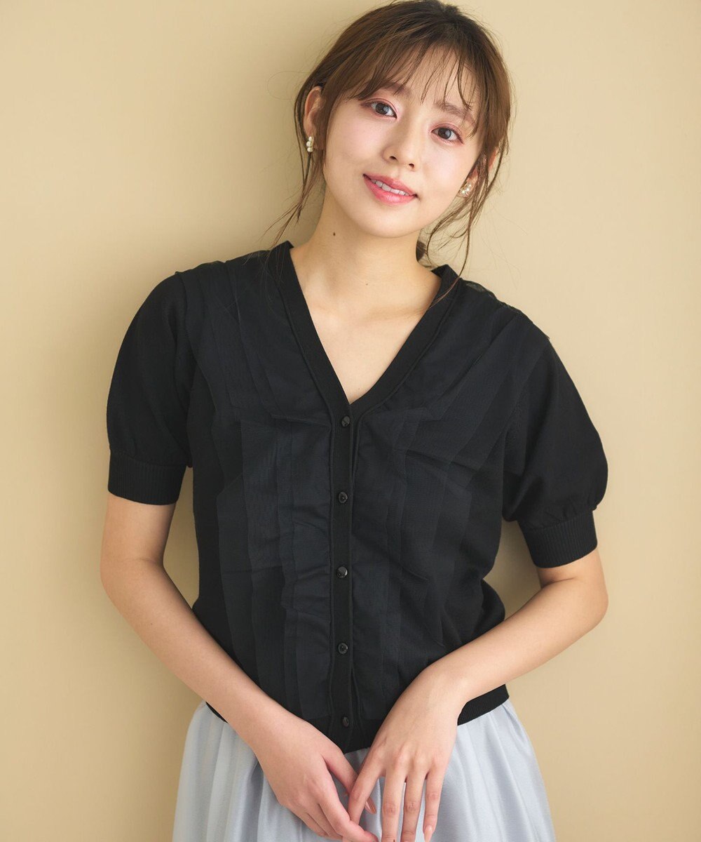 Feroux 【ご好評につき今季も登場！】チュールコンビパフスリーブ ニット 