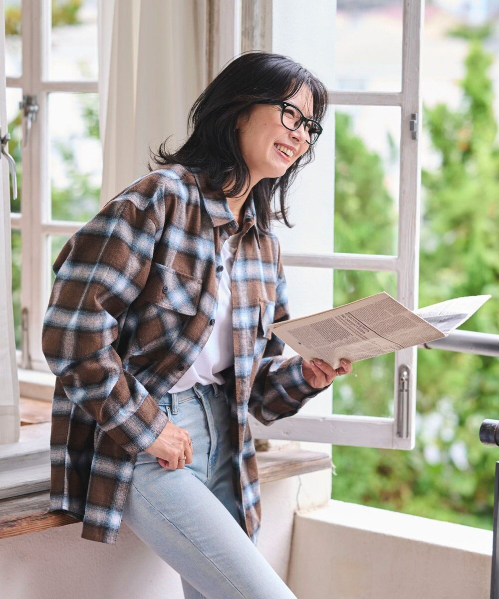 WEGO 【2025年秋冬新作/SMLサイズ展開/ユニセックス着用ITEM】オンブレチェックネルシャツ（LS） 