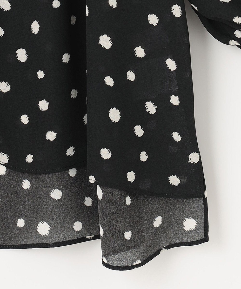 自由区 【セットアップ可】ドットプリント スキッパーブラウス 