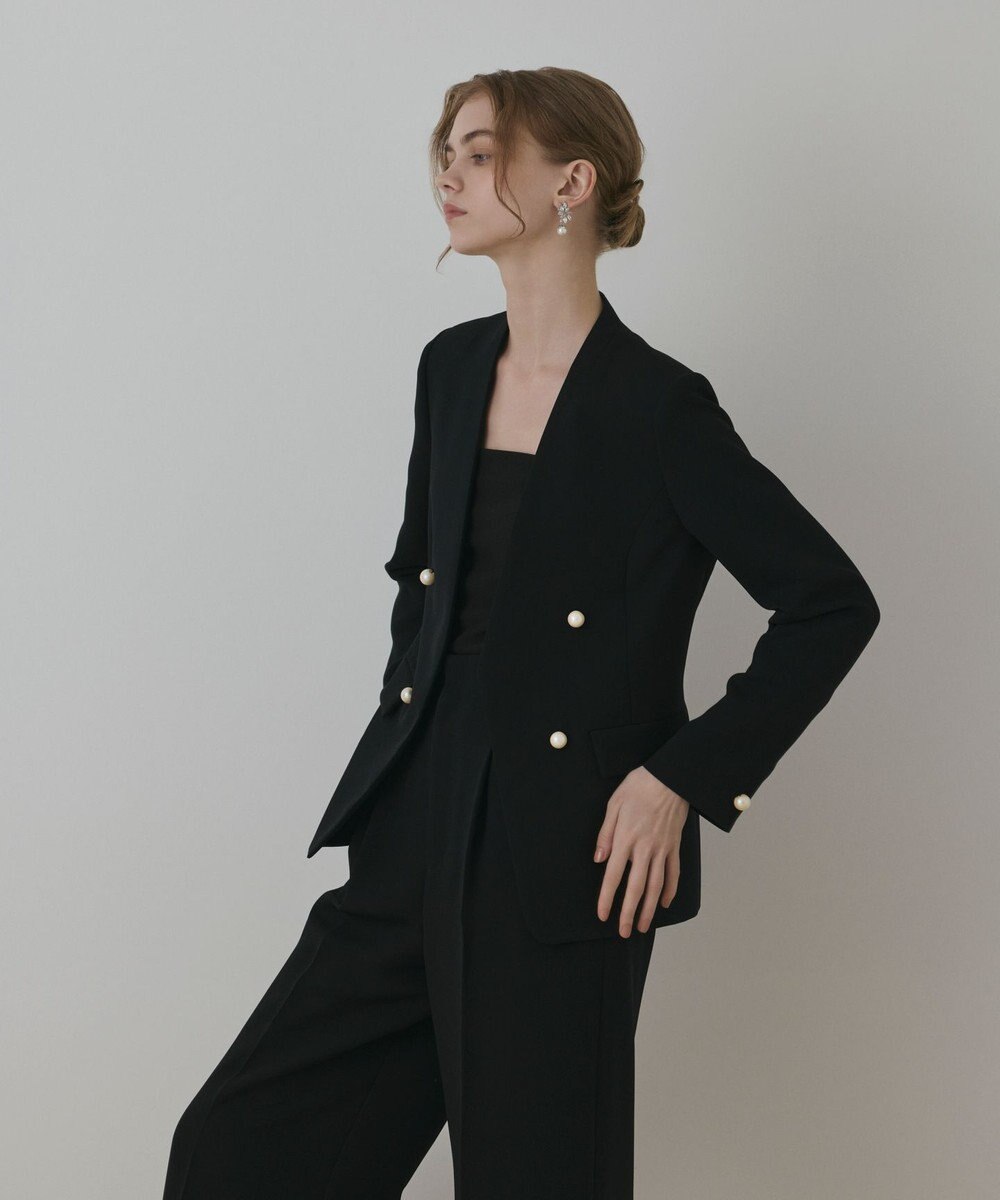 GRACE CONTINENTAL パールボタンノーカラージャケット 