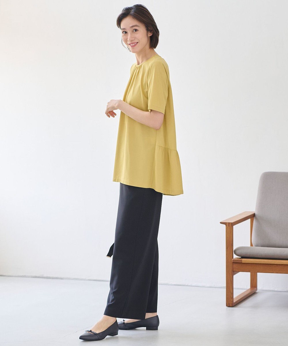 自由区 【WEB限定・洗える・XSサイズあり】ディフォームピケチュニック丈 カットソー 