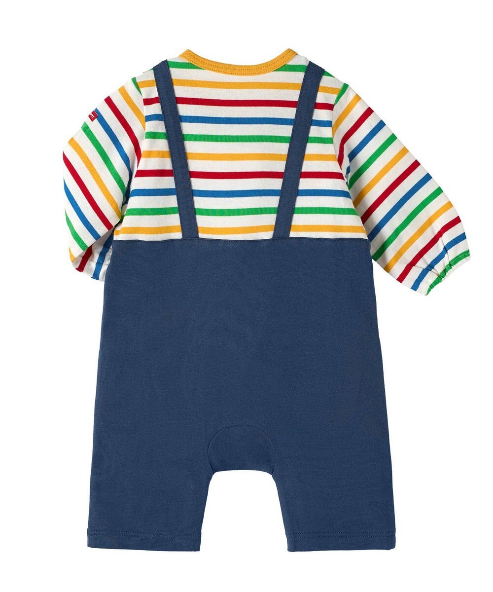 MIKI HOUSE HOT BISCUITS 【70-80cm】オーバーオール重ね着風 7分丈カバーオール 