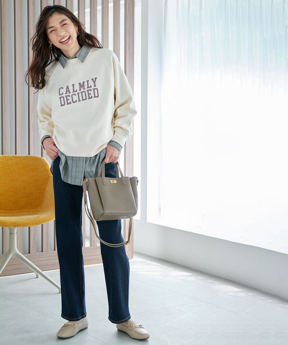 ANY L 【洗濯機可能/サスティナブル】ロゴ裏起毛クルーネックプルオーバー 