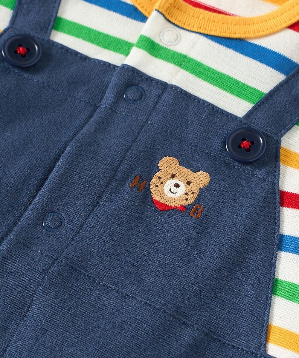 MIKI HOUSE HOT BISCUITS 【70-80cm】オーバーオール重ね着風 7分丈カバーオール 