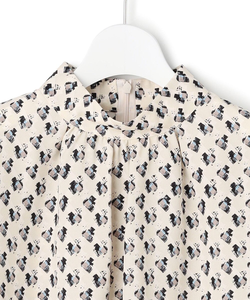 23区 L モダンアートプリントギャザーブラウス 