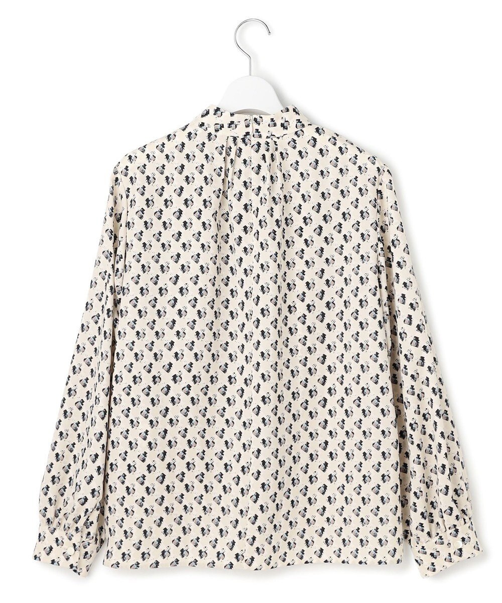 23区 L モダンアートプリントギャザーブラウス 