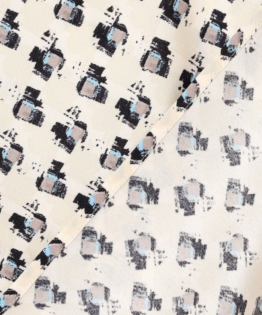 23区 L モダンアートプリントギャザーブラウス 