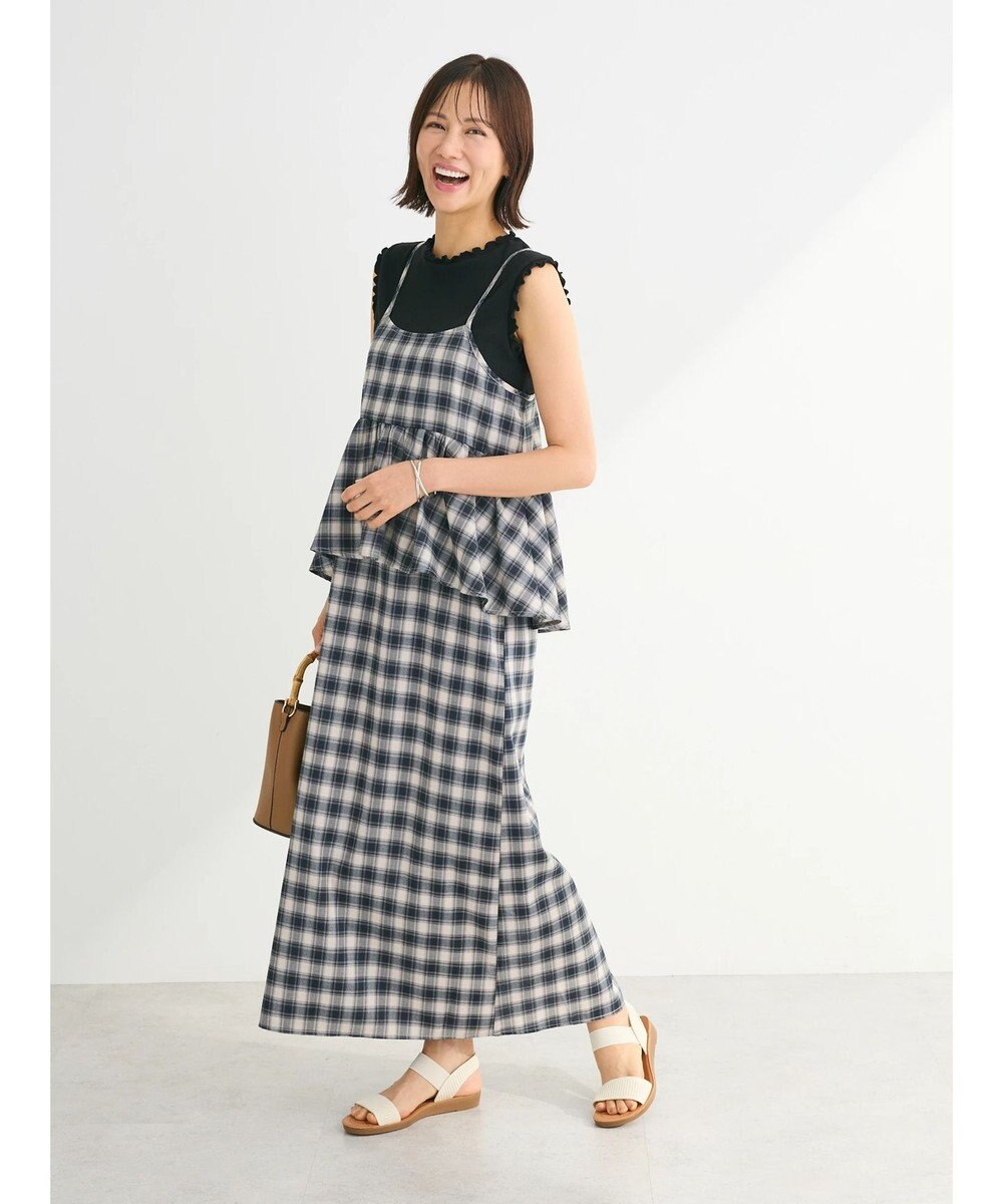 Green Parks チェックペプラムキャミワンピース 