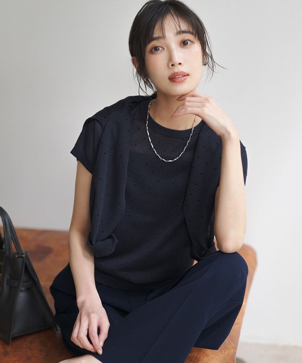 23区 L 【WEB&一部店舗限定カラーあり】シアードット クルーネック カーディガン 