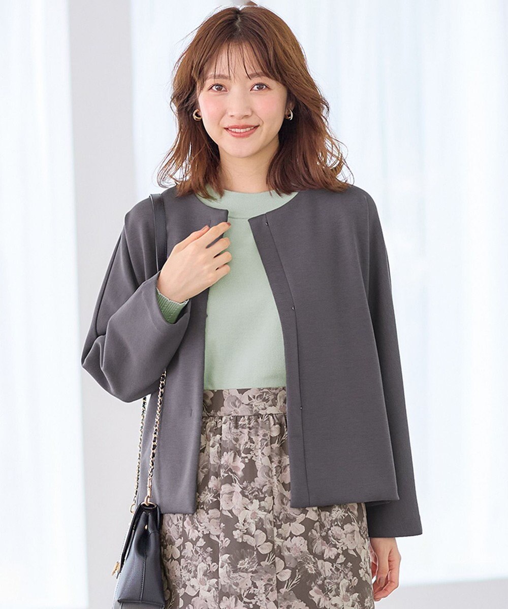 ANY SIS S 【洗える】ノーカラーダンボール ブルゾン 