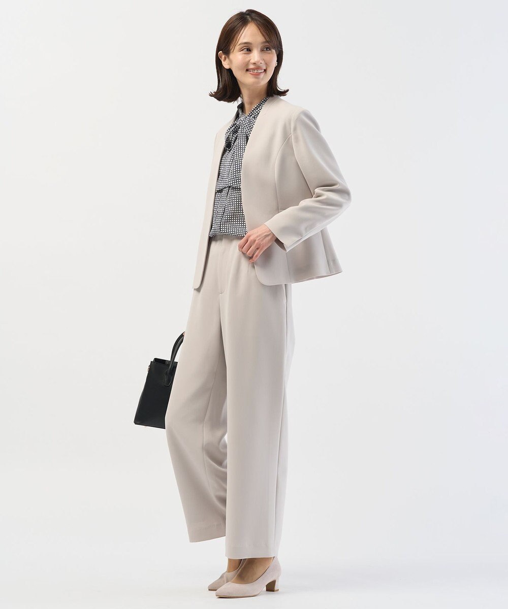 J.PRESS LADIES 【セットアップ対応】セラテリーダブルクロス ノーカラー ジャケット 