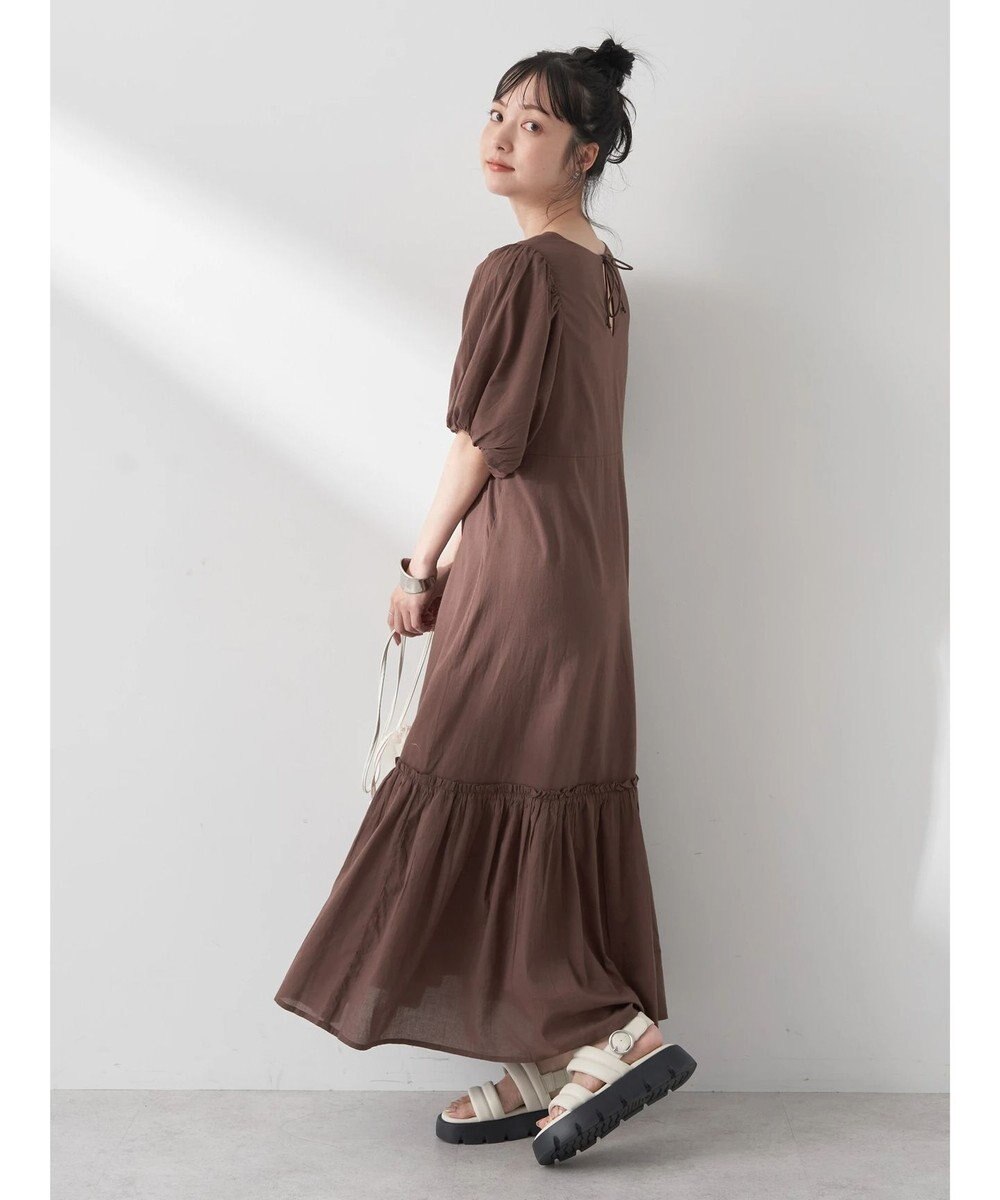 earth music&ecology コットンボイルパフスリーブワンピース 