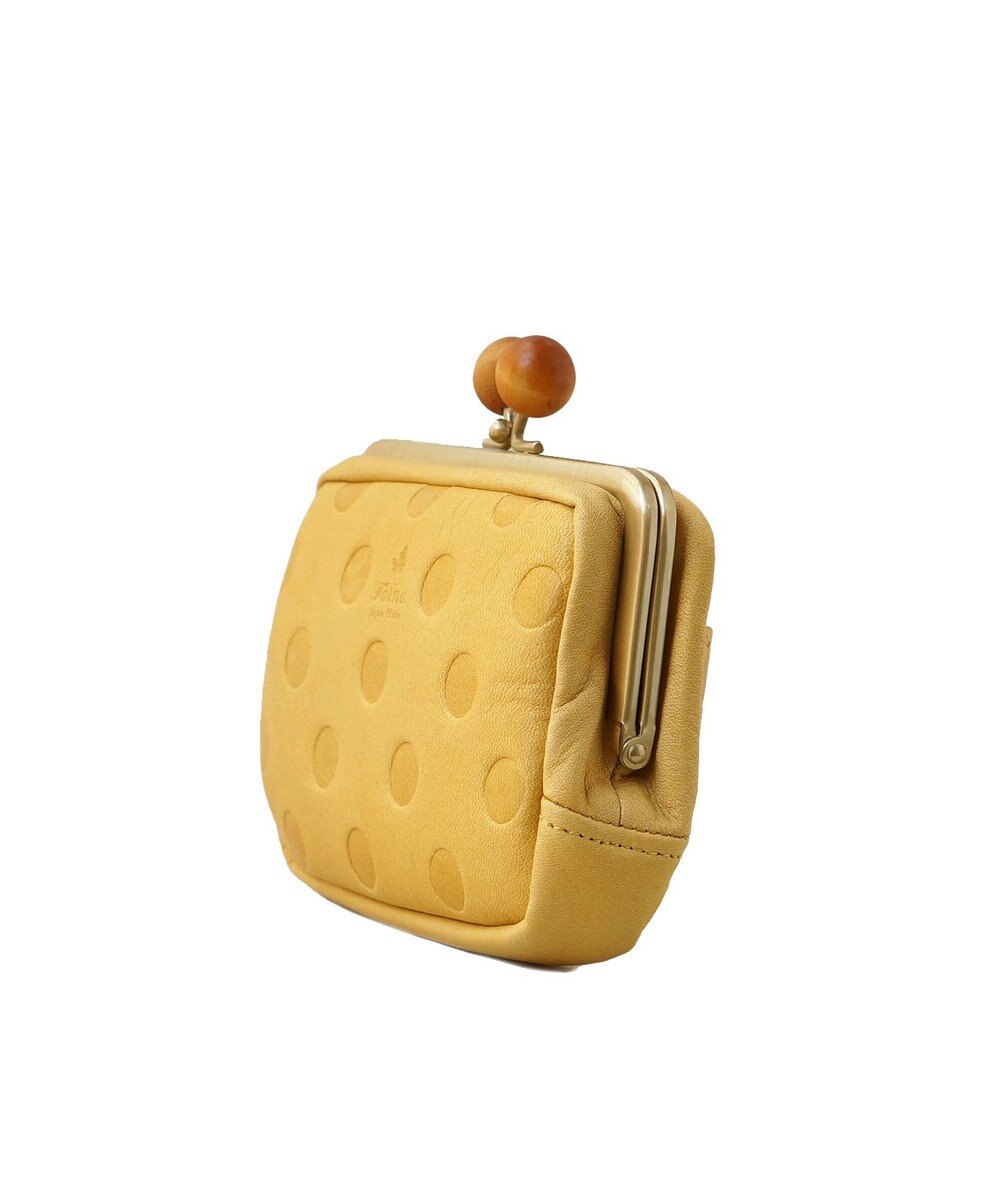 FOLNA RD ドット型押し ウッドボールがま口財布 マルチポーチ 