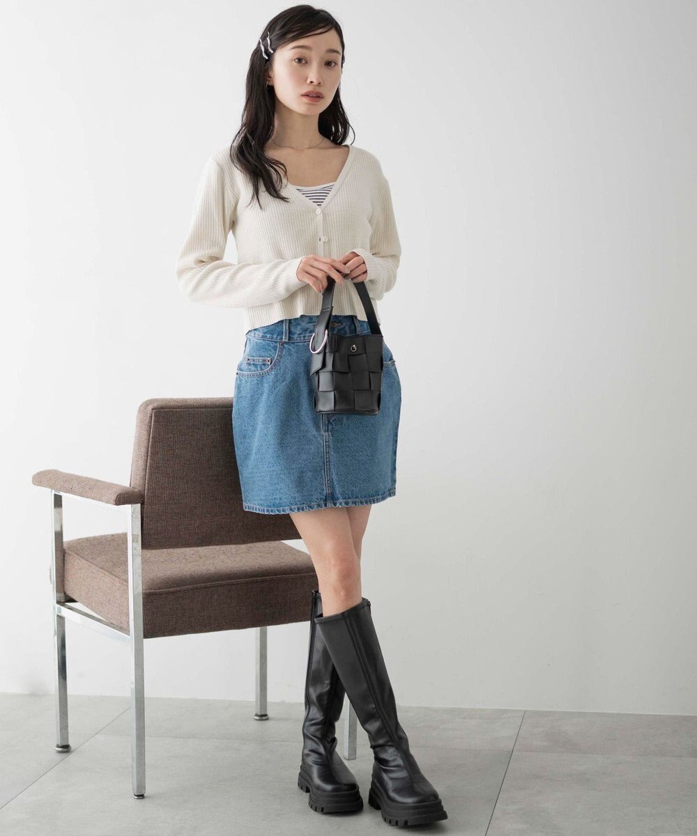 WEGO カラーリブショートカーデ 