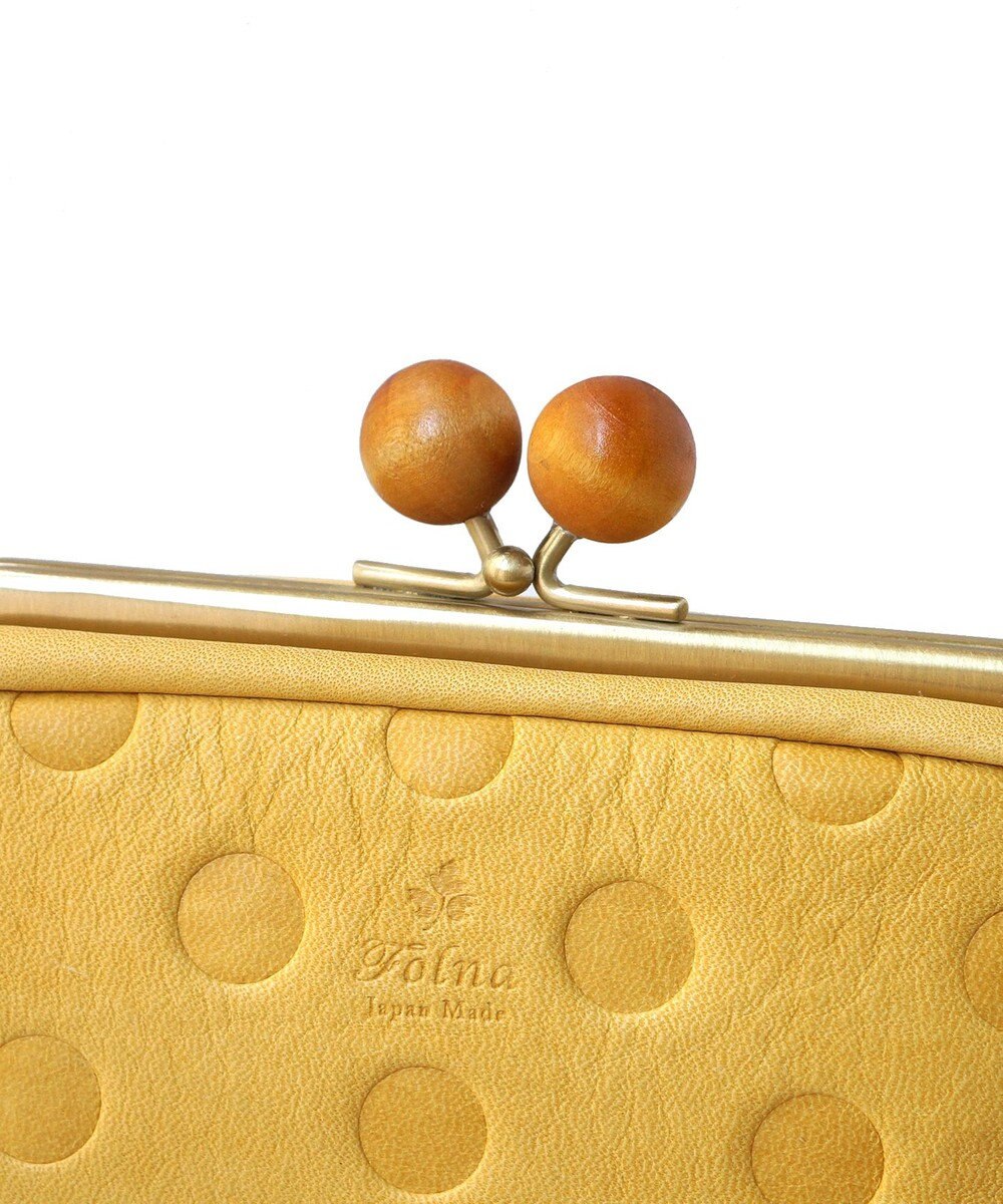 FOLNA RD ドット型押し ウッドボールがま口財布 マルチポーチ 