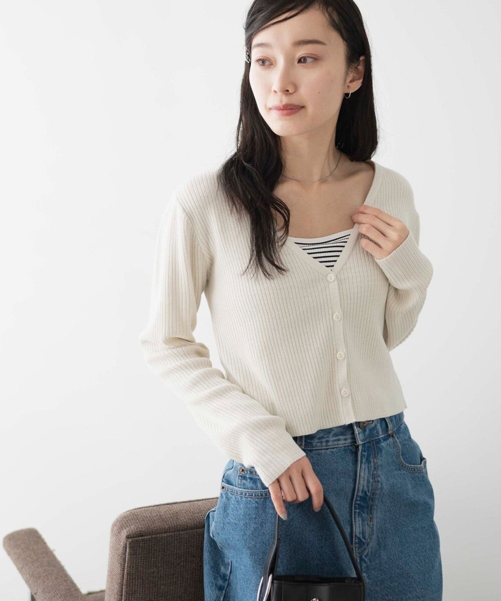 WEGO カラーリブショートカーデ 