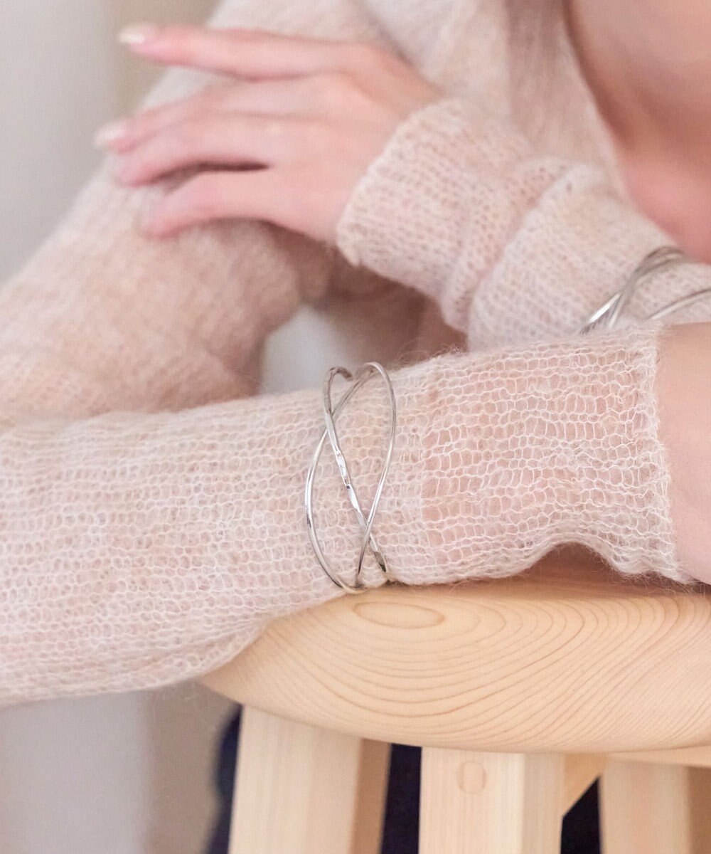 Phoebe グリッターワイドカフバングル シルバー 