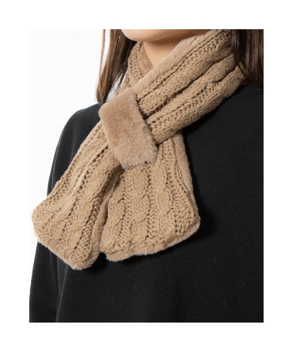 UNBILLION カシュネ cache nez / ニット×フェイクファーマフラー 