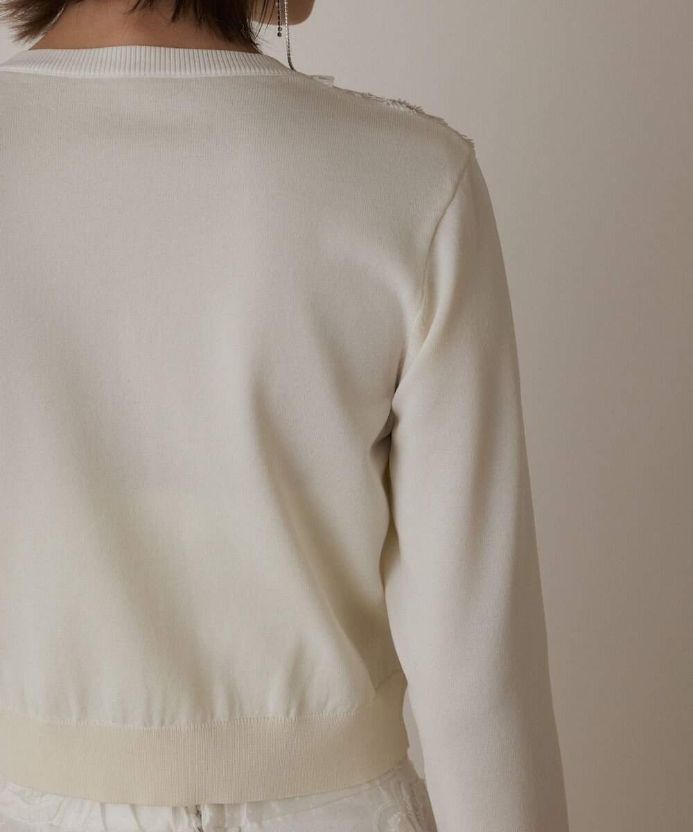 GRACE CONTINENTAL ローズ刺繍ニットカーディガン 