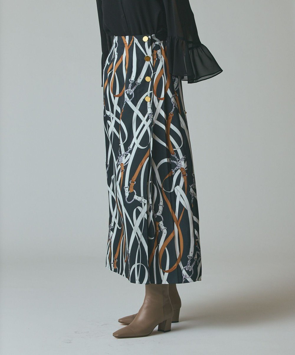 GRACE CONTINENTAL ベルトプリントアシメプリーツスカート 