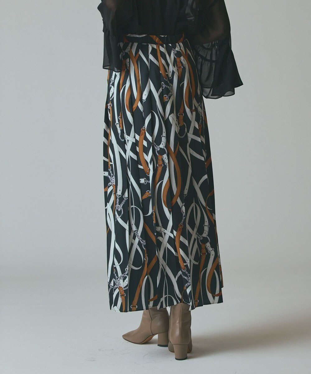 GRACE CONTINENTAL ベルトプリントアシメプリーツスカート 