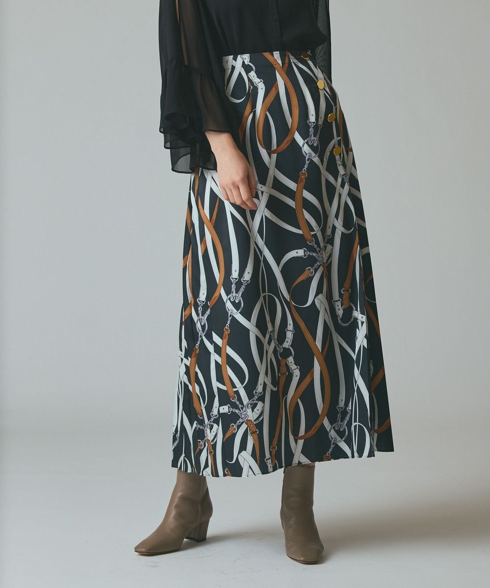 GRACE CONTINENTAL ベルトプリントアシメプリーツスカート 