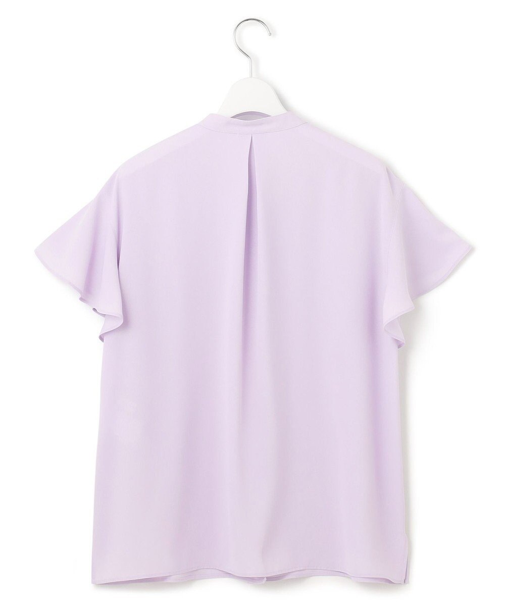 23区 【洗える】バックサテンアムンゼン 袖フリル キーネック ブラウス 