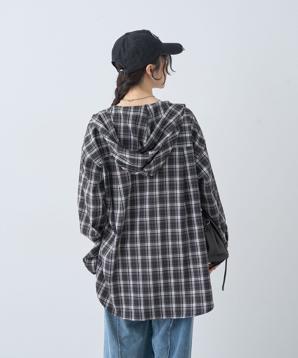 earth music&ecology フーディーチェックシャツ 