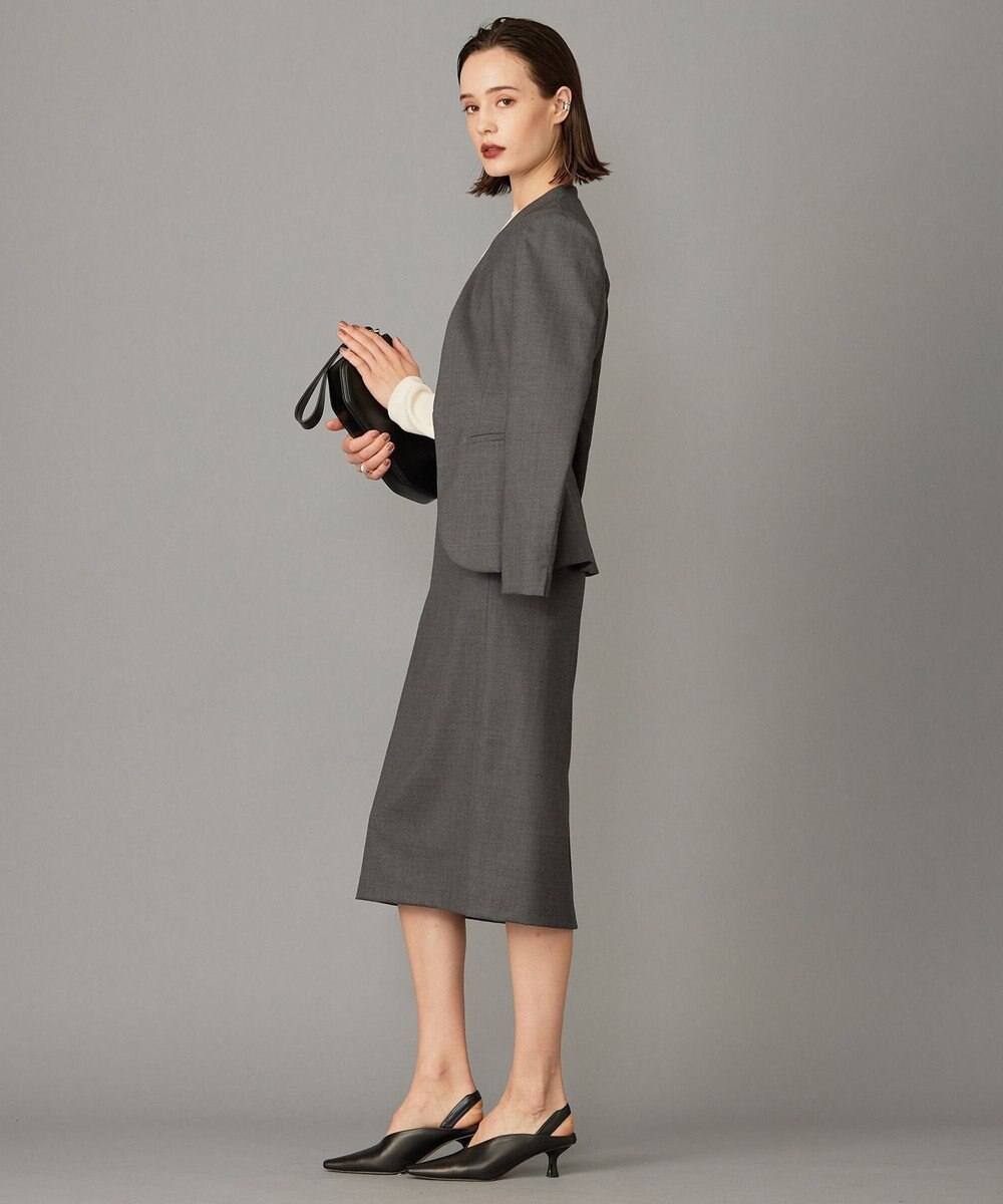 ICB L 【セットアップ対応】ウールストレッチ ノーカラージャケット 