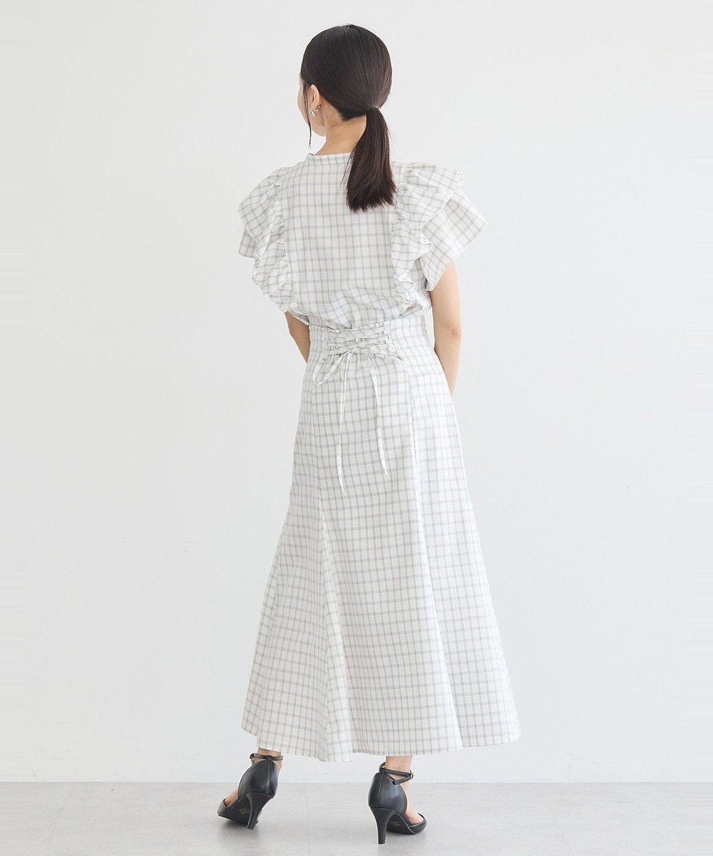 earth music&ecology フリルチェックブラウス 