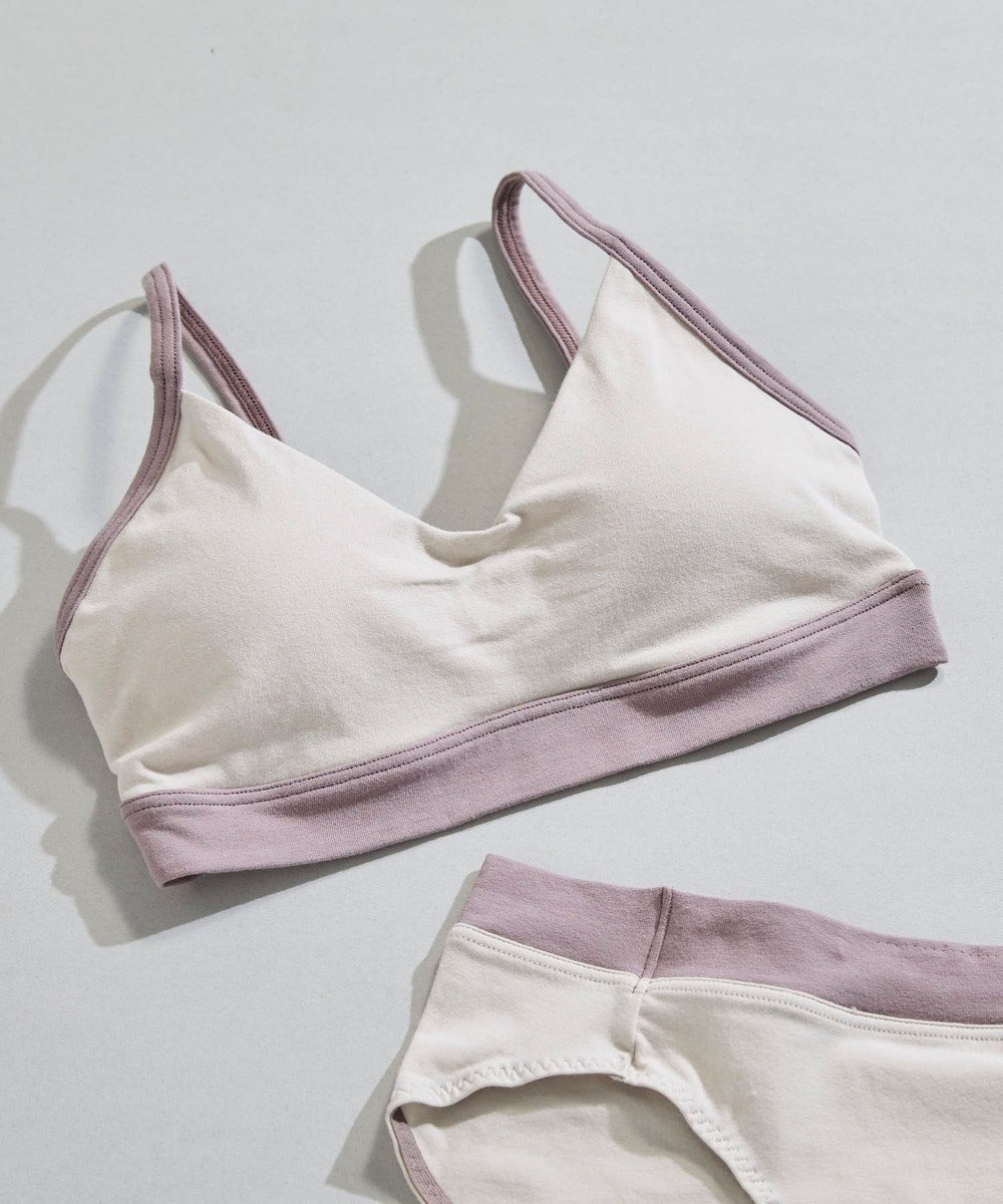 une nana cool 綿ベア天竺 カラーブロッキング ノンワイヤーブラジャー 