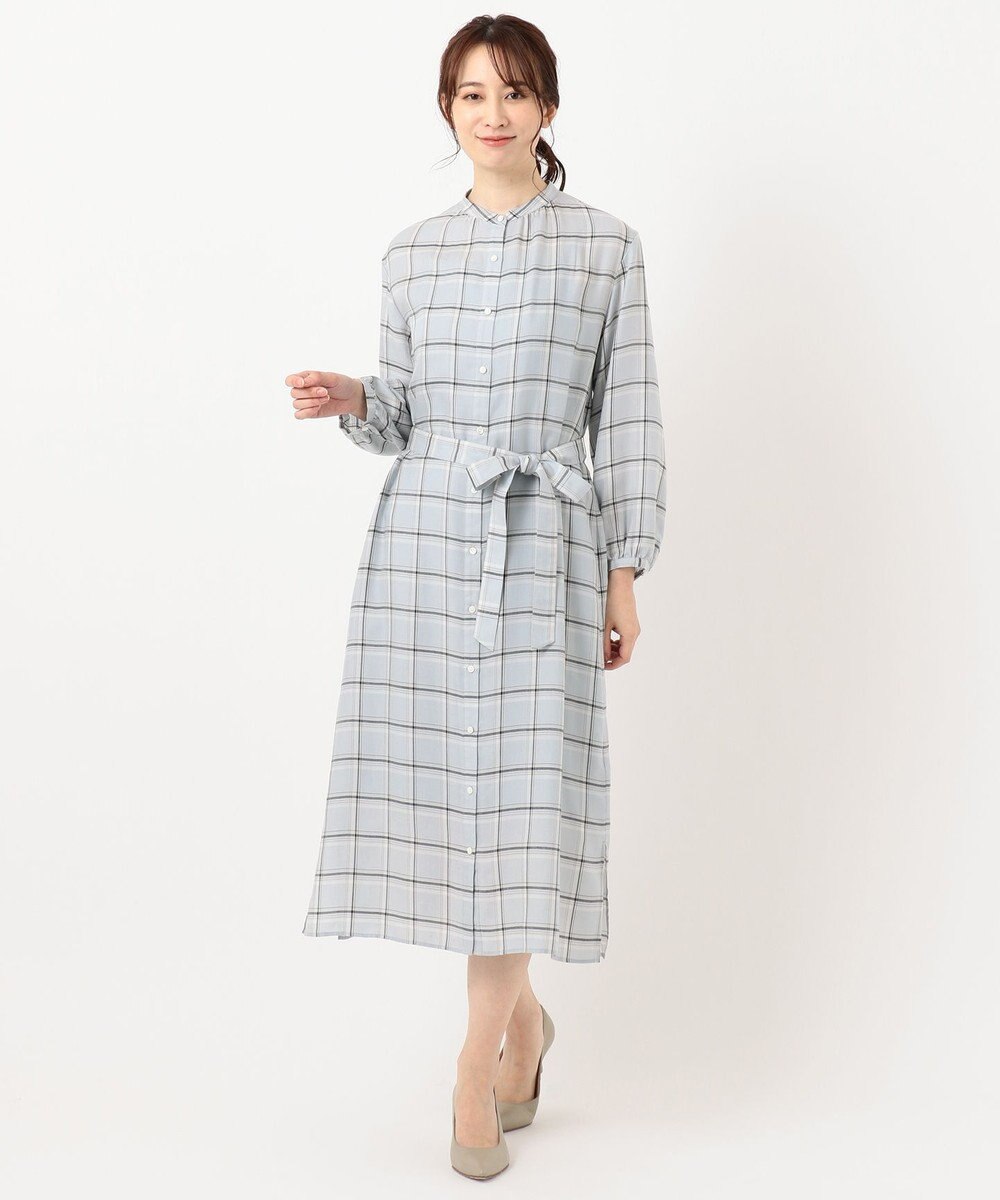 J.PRESS LADIES L 【洗える】セルロース綾チェック ワンピース 