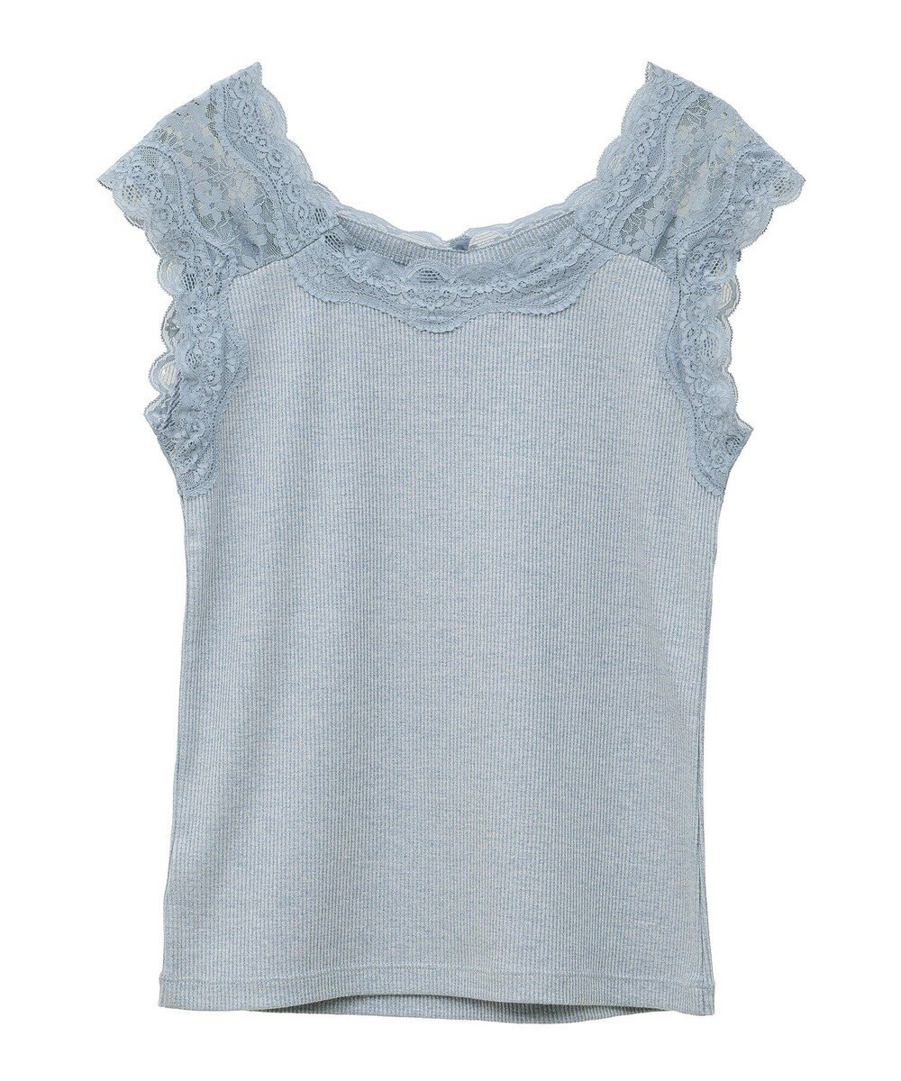 earth music&ecology ラメテレコショルダーレースタンクトップ 