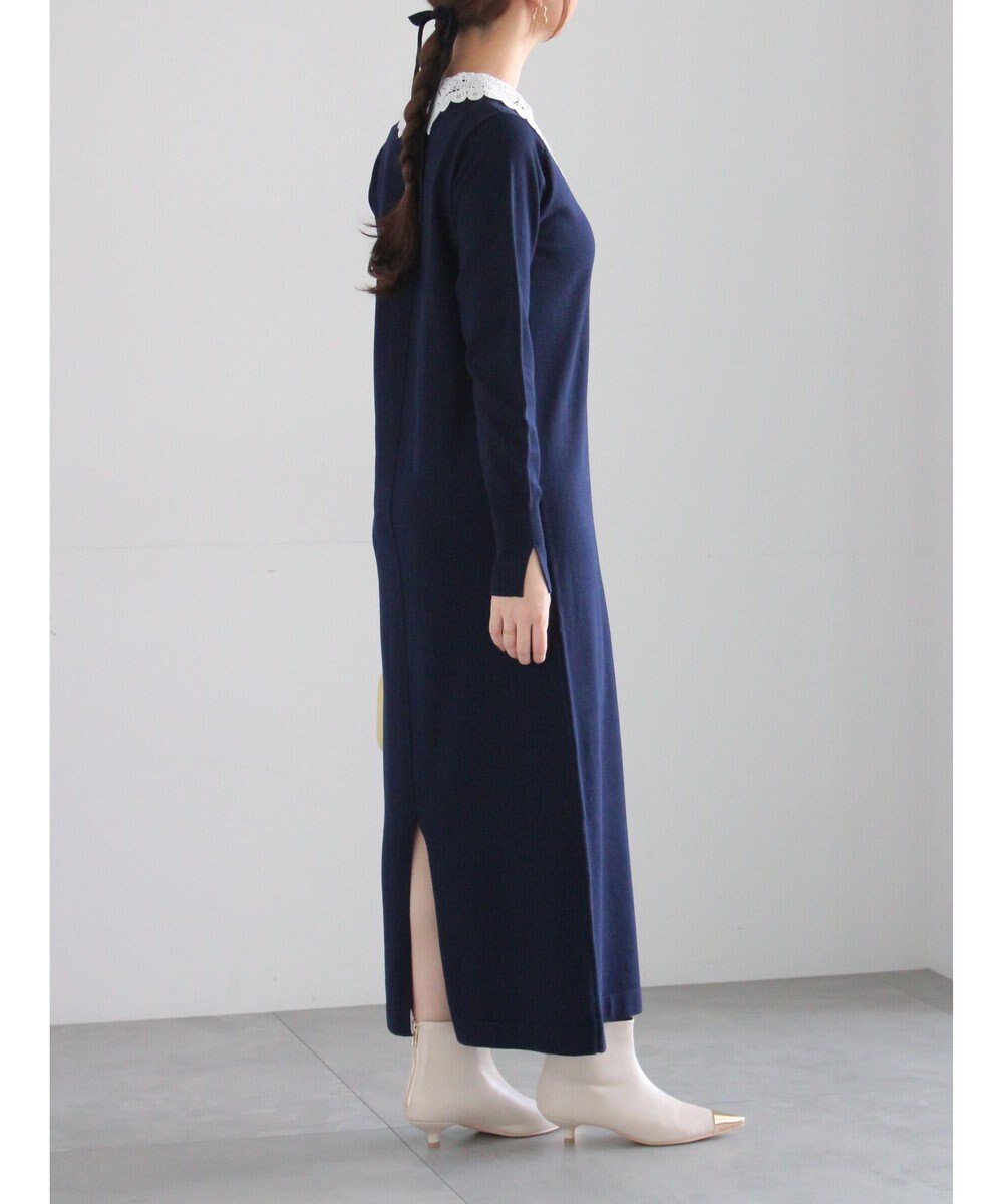 Te chichi レース衿ニットワンピース 