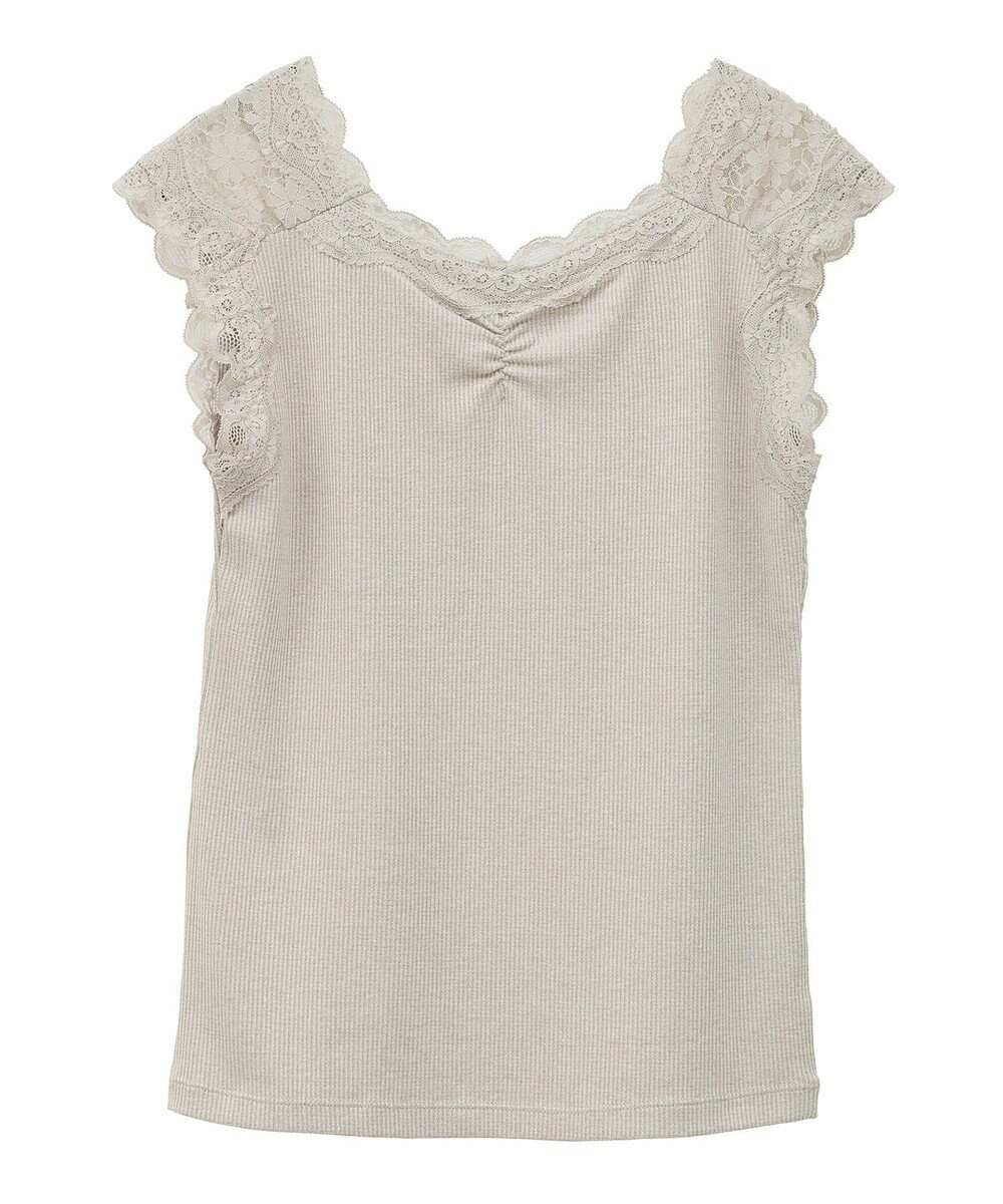 earth music&ecology ラメテレコショルダーレースタンクトップ 