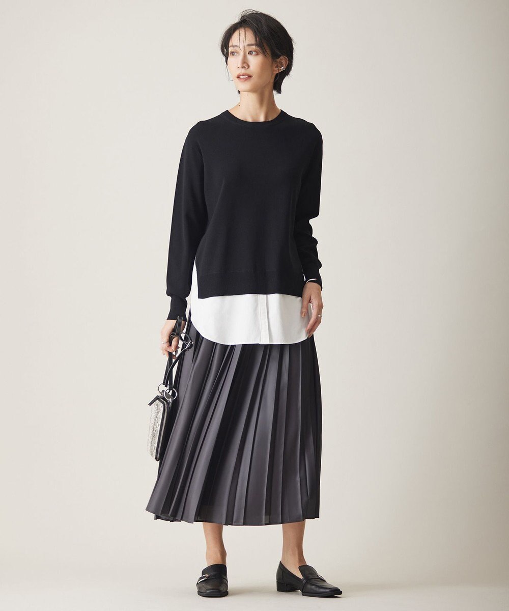 ICB L 【洗える】クロスコンビ シャツドッキングプルオーバー 