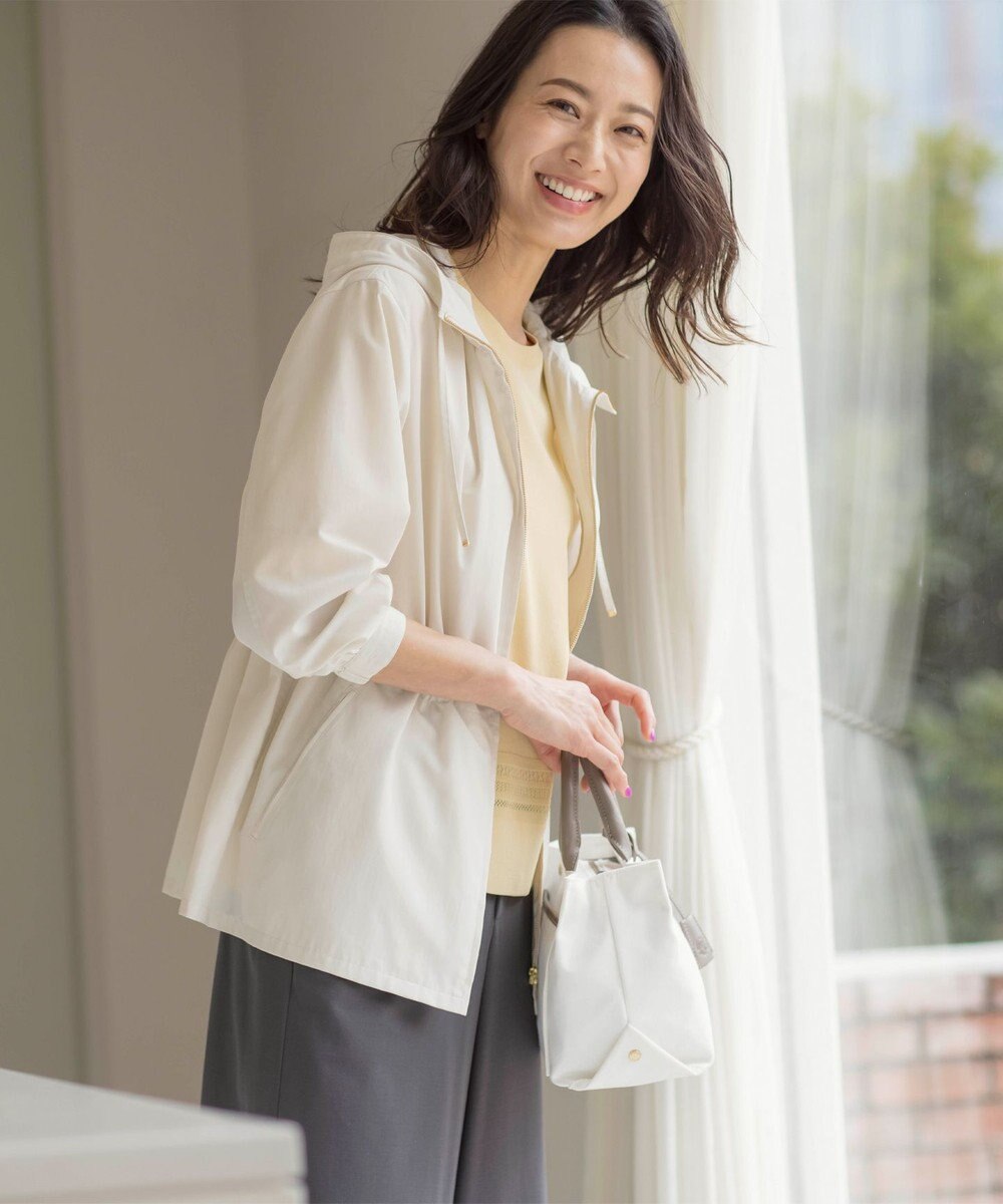 J.PRESS LADIES L 【洗える】80/1スパンタイプライター フーデッド アウター 