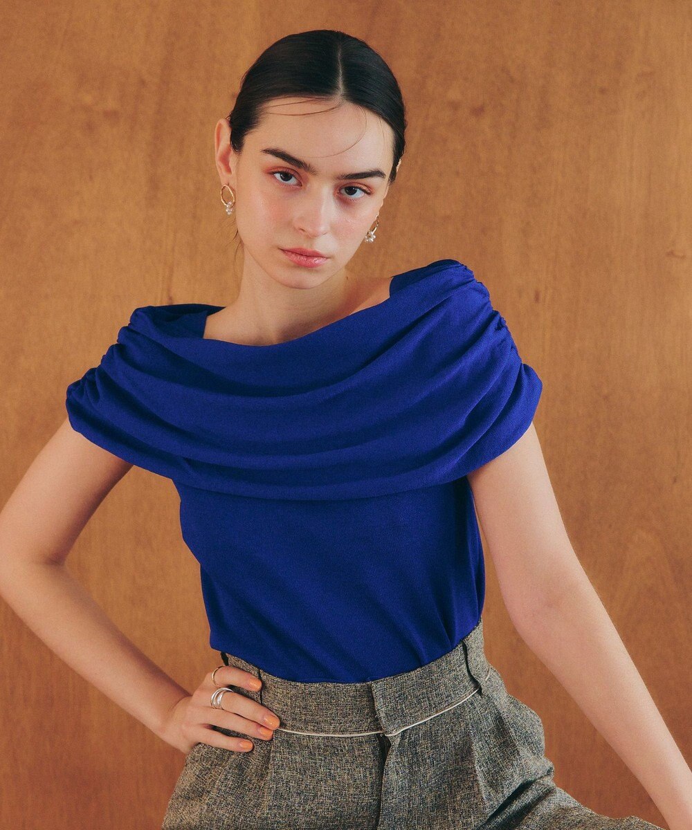 YECCA VECCA シャーリングオフショルニット 