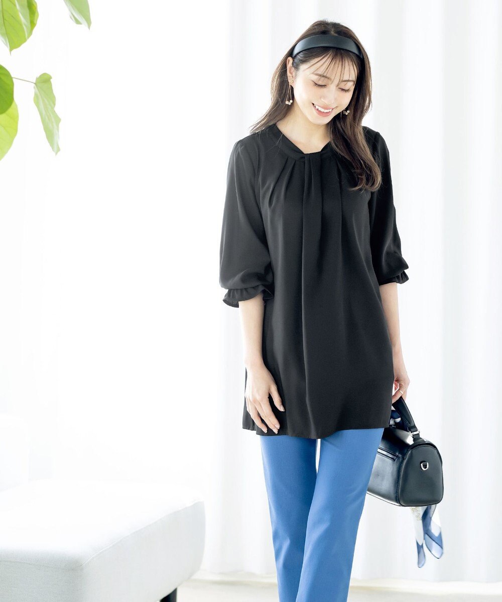 Tiaclasse L 【洗える】ボウタイ風チュニック 