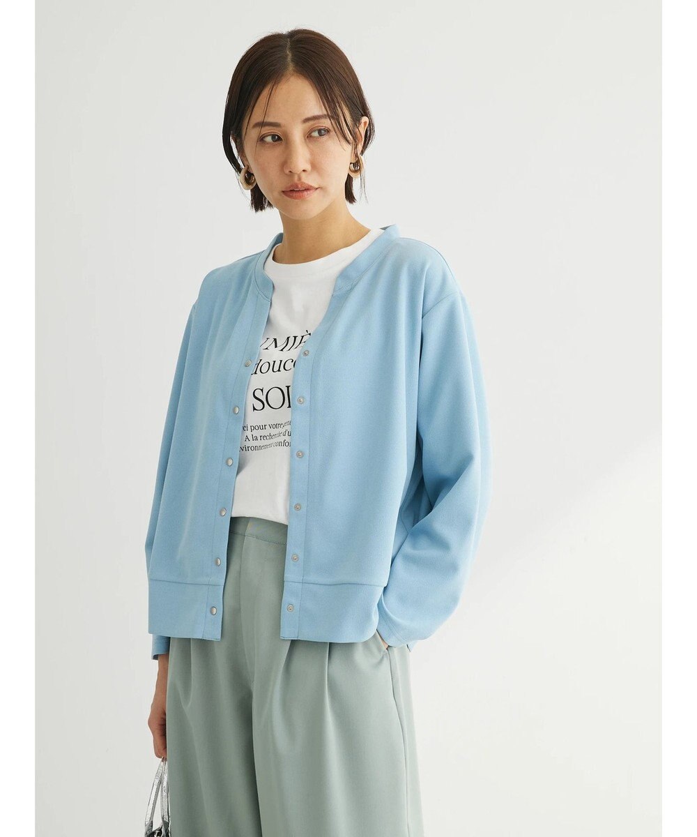 Green Parks カットジョーゼットドットボタンカーディガン 