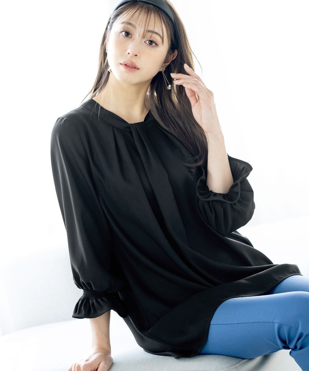 Tiaclasse L 【洗える】ボウタイ風チュニック 