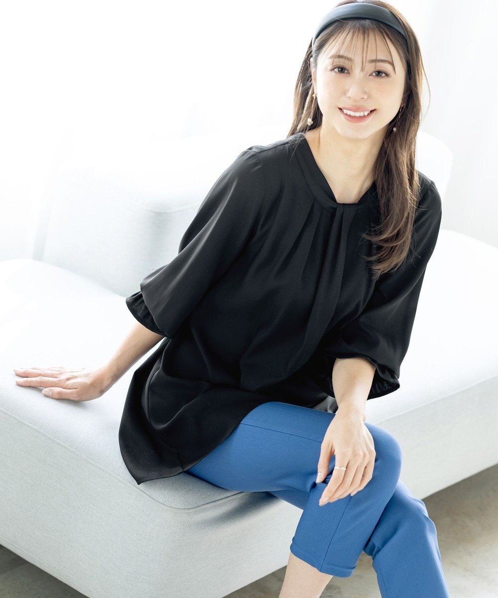 Tiaclasse L 【洗える】ボウタイ風チュニック 