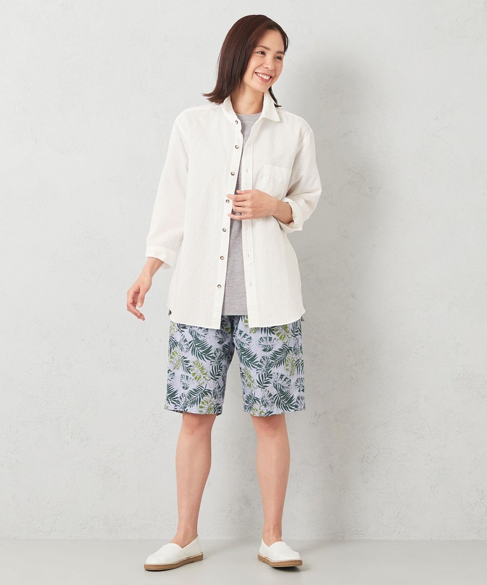 JOSEPH ABBOUD MOUNTAIN 【SPACE／UNISEX】リーフプリント イージーショートパンツ 