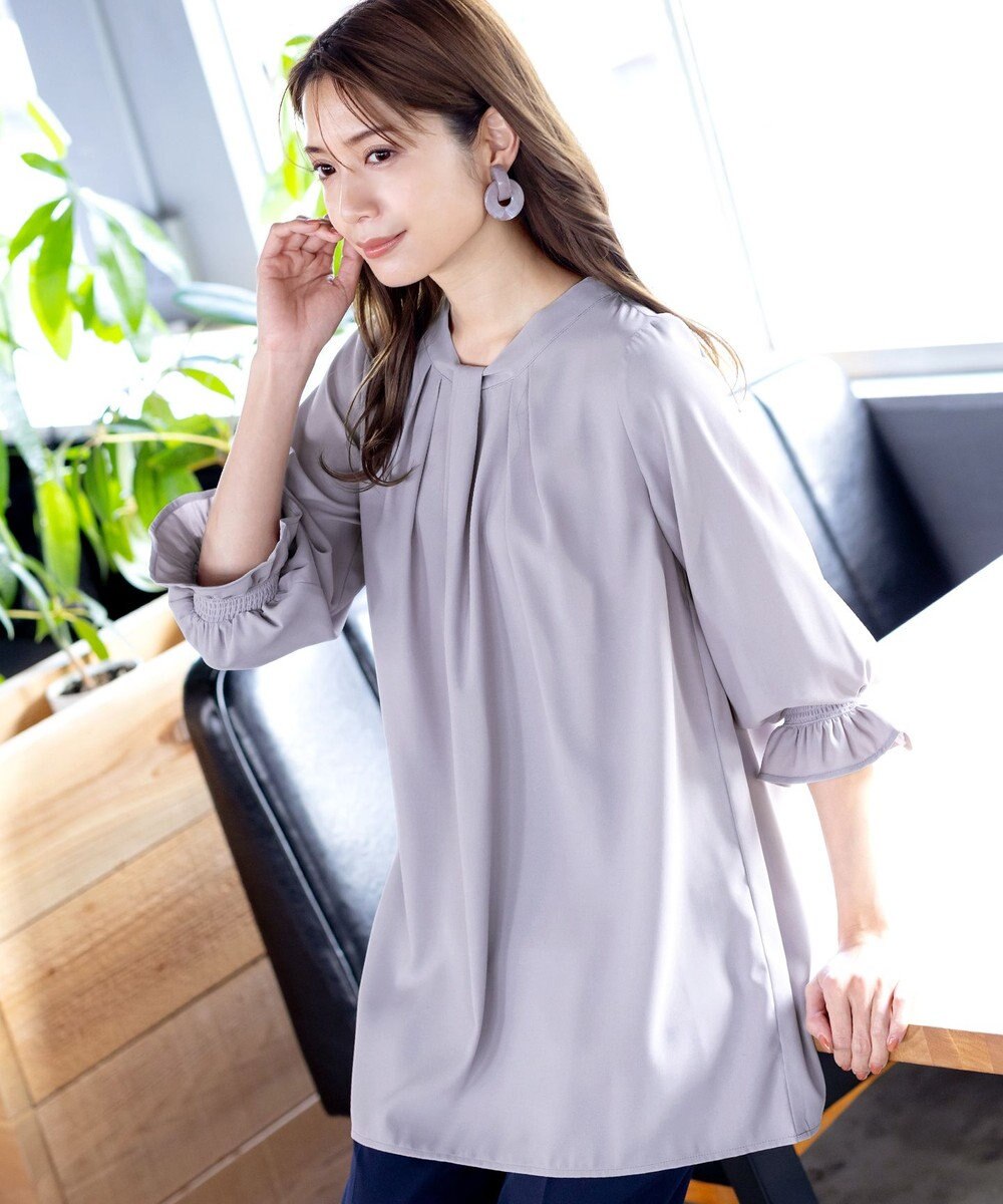 Tiaclasse L 【洗える】ボウタイ風チュニック 