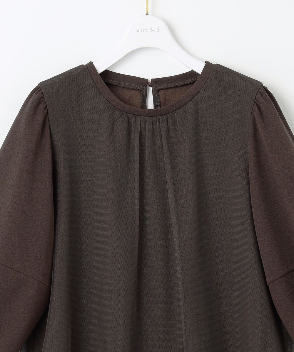 ANY SIS L 【洗える】カットジョーゼットチュール トップス 