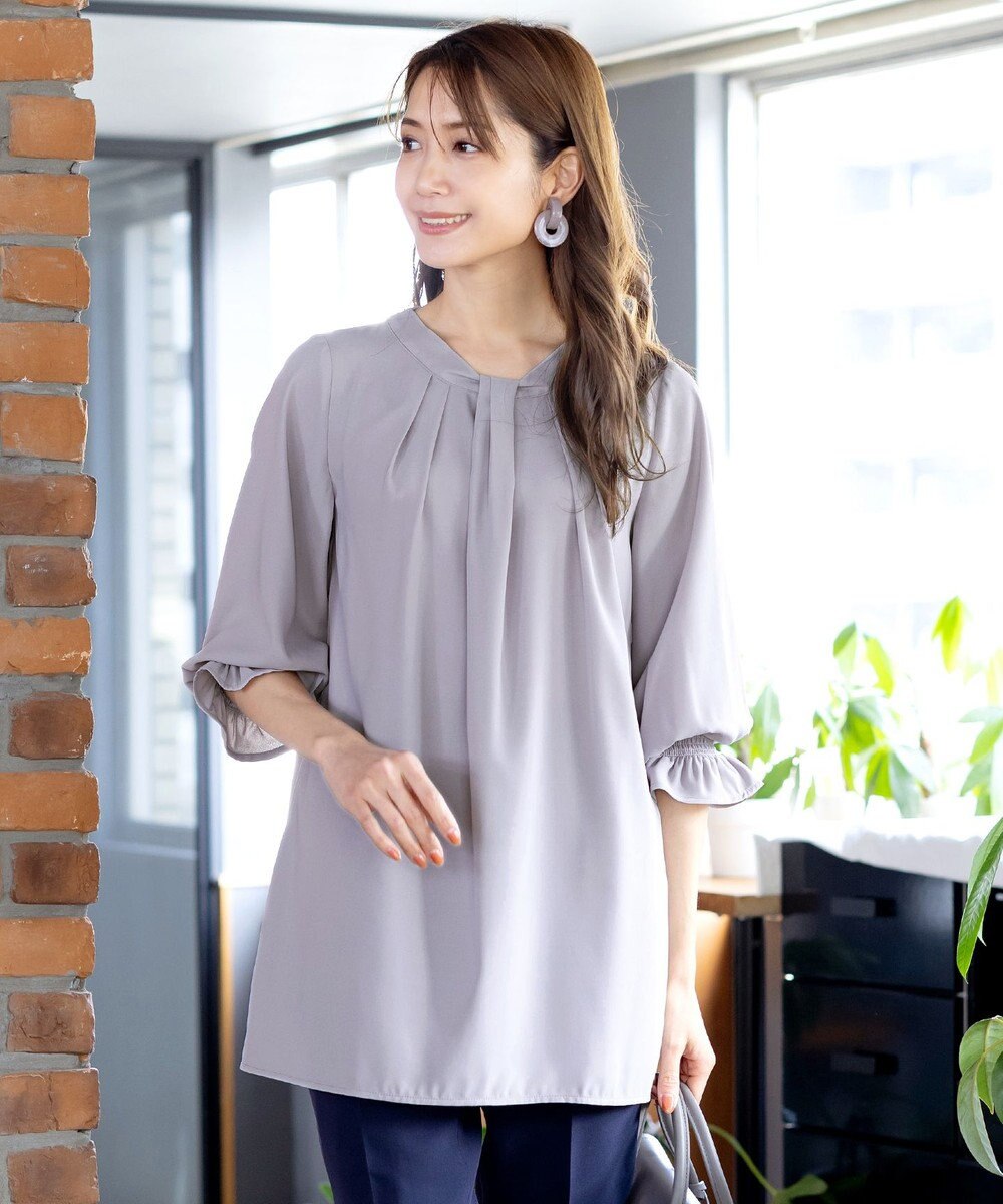 Tiaclasse L 【洗える】ボウタイ風チュニック 