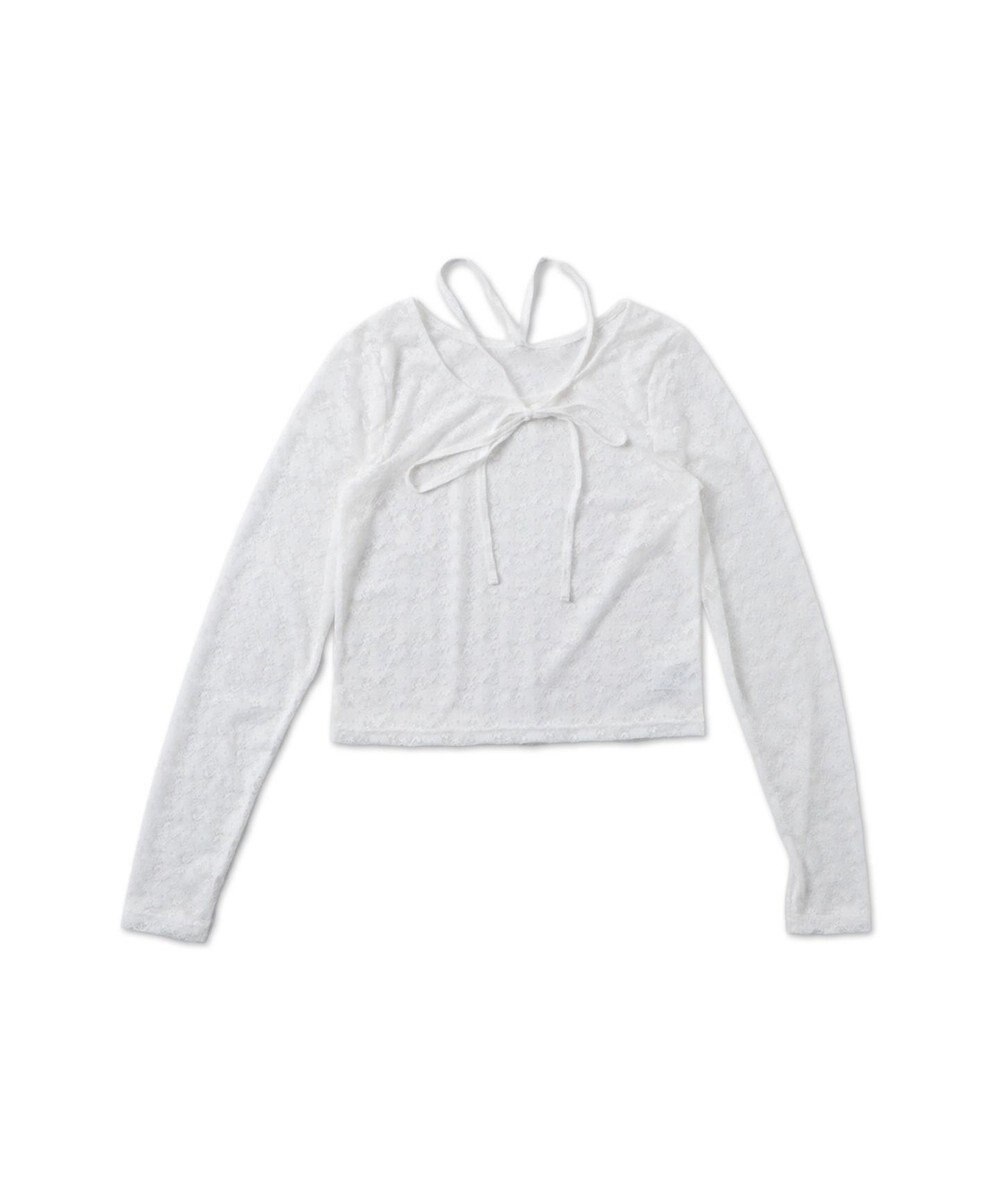 WEGO チョーカーリボン付きレースロンT 